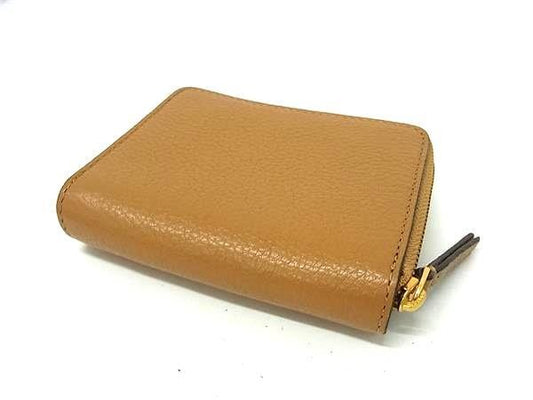 TORY BURCH トリーバーチ 二つ折り財布 ブリテン ブラウン系 レザー レディース ラウンドファスナー ゴールド金具 美品