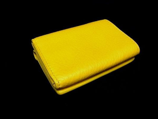 BALENCIAGA バレンシアガ 三つ折り財布 ペーパーミニ 391446 イエロー系 レザー レディース 美品
