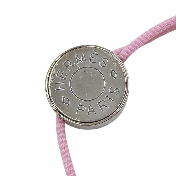 HERMES エルメス ブレスレット セリエ コードブレスレット ピンク系 レディース シルバー金具 美品