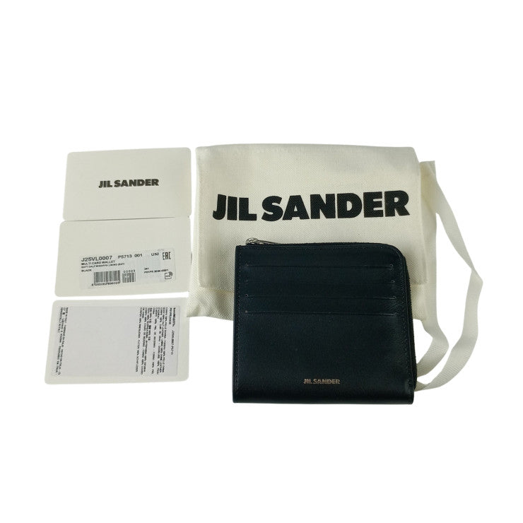JIL SANDER ジル サンダー フラグメントケース マルチ カード ウォレット J25VL0007 P5713 ブラック カーフレザー メンズ シルバー金具 L字ファスナー 新古未使用展示品