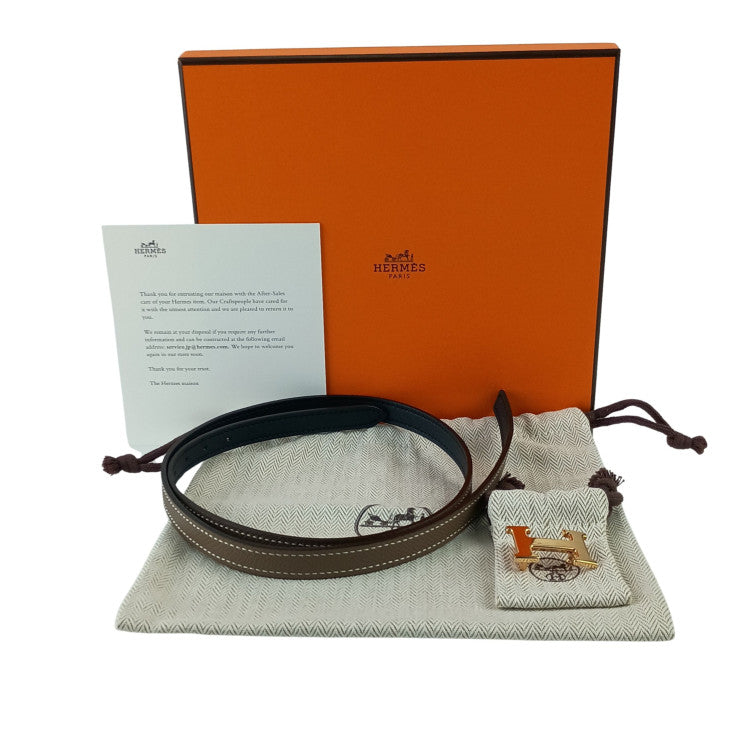 HERMES エルメス ベルト ミニH エトゥープ ブラック ヴォーエプソン ヴォースイフト レディース ゴールド金具 美品