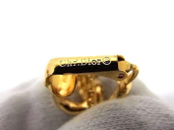 ChristianDior クリスチャンディオール イヤリング ゴールド ブラック メタル レディース 美品