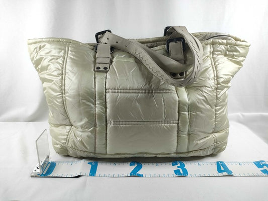 BOTTEGA VENETA ボッテガヴェネタ トートバッグ スピンネーカー イエロー系 ベージュ系 ナイロン レザー レディース イントレチャート ショルダーバッグ