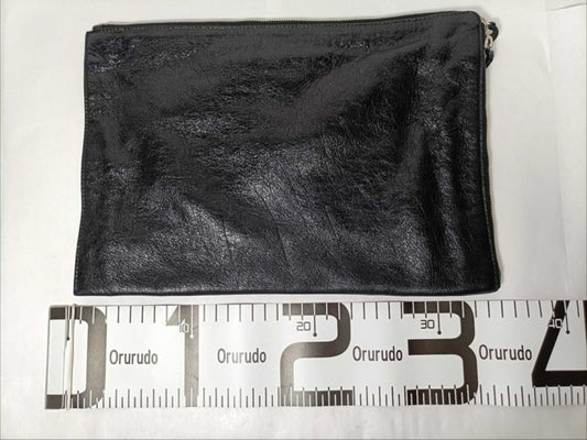 BALENCIAGA バレンシアガ クラッチバッグ シティ 362967 ブラック系 レザー ユニセックス シルバー金具 美品