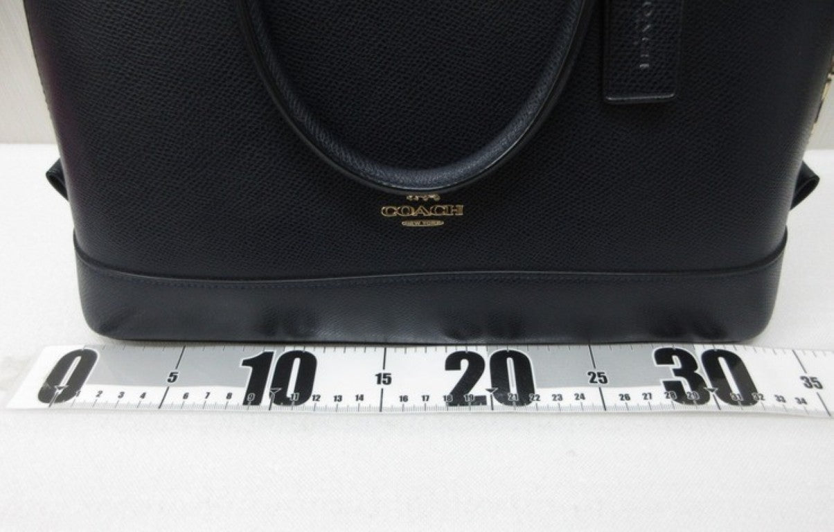 COACH コーチ ハンドバッグ ドームド サッチェル F37218 ネイビー系 レザー レディース 2WAY ショルダーバッグ 美品