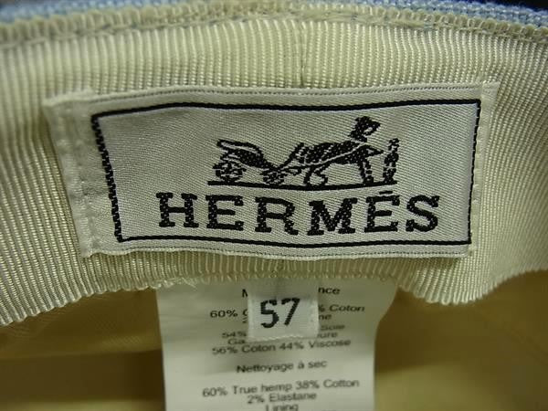 HERMES エルメス キャスケット GIULIA ジュリア ライトブルー ヘンプ60%×コットン38%×ポリウレタン2% レディース 超美品