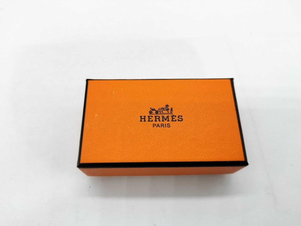 HERMES エルメス イヤリング エマイユ オレンジ系 シルバー メタル 七宝焼き レディース 美品