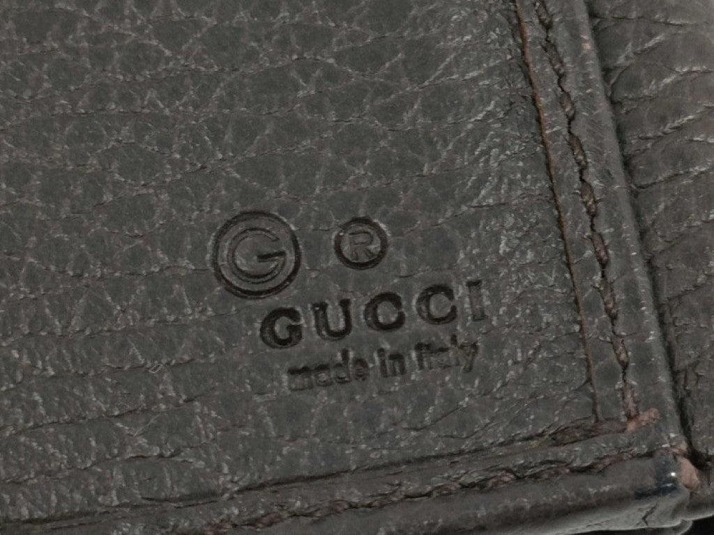 GUCCI グッチ 長財布 インターロッキングG 231843 ブラウン系 レザー ユニセックス スタッズ Wホック 二つ折り 美品