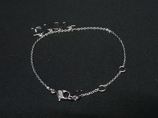 Dior ディオール ブレスレット DIORロゴ チャーム シルバー系 メタル ラインストーン レディース 超美品