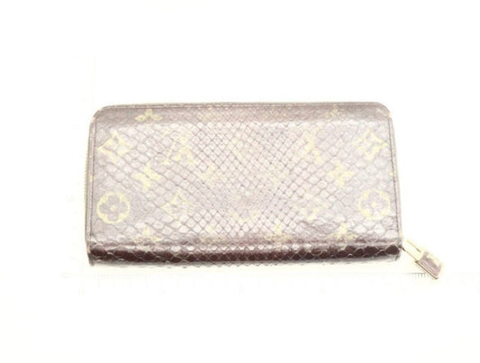 LOUIS VUITTON ルイヴィトン 長財布 ジッピーウォレット N80148 ブラウン系 エキゾチックレザー(パイソン) ユニセックス モノグラム ラウンドファスナー ゴールド金具 美品