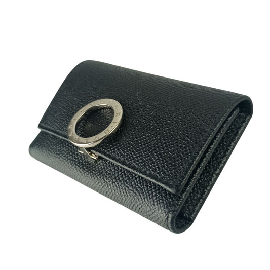 BVLGARI ブルガリ キーケース ブルガリブルガリ 30422 ブラック系 グレインカーフレザー レディース 6連 シルバー金具 ロゴクリップ 美品