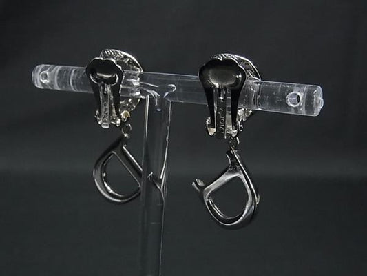 ChristianDior ディオール イヤリング シルバー系 メタル レディース ラインストーン クリップ式 美品