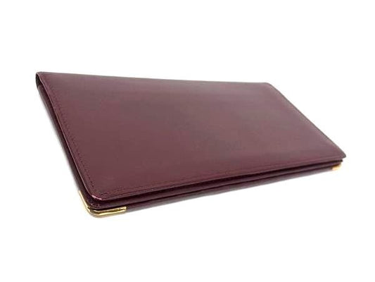 CARTIER カルティエ 長財布 マストライン ボルドー系 レザー メンズ 二つ折り 美品