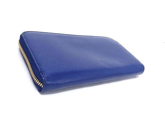 SALVATORE FERRAGAMO フェラガモ 長財布 ガンチーニ IY-22B 300 ブルー系 レザー ユニセックス ラウンドファスナー ゴールド金具 美品