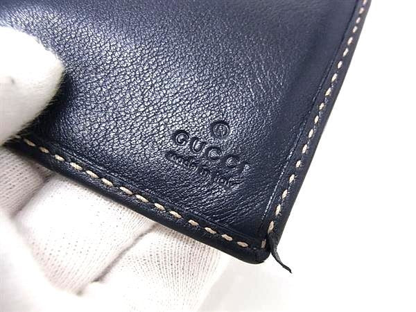 GUCCI グッチ 長財布 GGスプリーム 212186 ブラウン系×ネイビー系 PVCレザー メンズ 二つ折り 美品