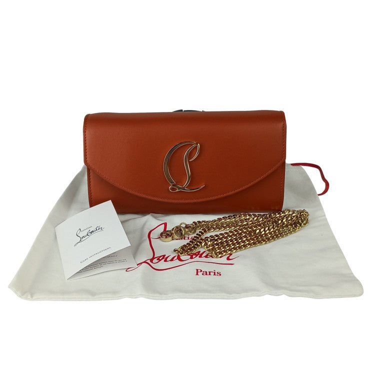 CHRISTIAN LOUBOUTIN クリスチャン ルブタン ショルダーバッグ LOUBI54 WALLET ON A R689 ROUQUINE TU 1235118 オレンジ系 レザー レディース チェーンウォレット ルビ54 ゴールド金具 新品未使用展示品