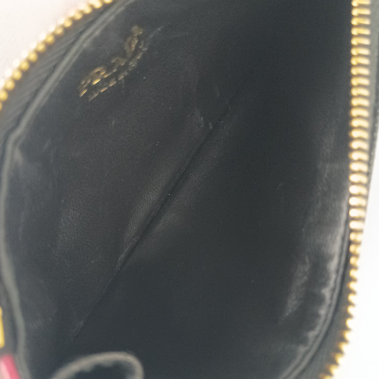 PRADA プラダ コインケース 1MC086 NERO+IBISC系 SAFFIANO MULTIC サフィアーノ ユニセックス カードケース ゴールド金具 美品