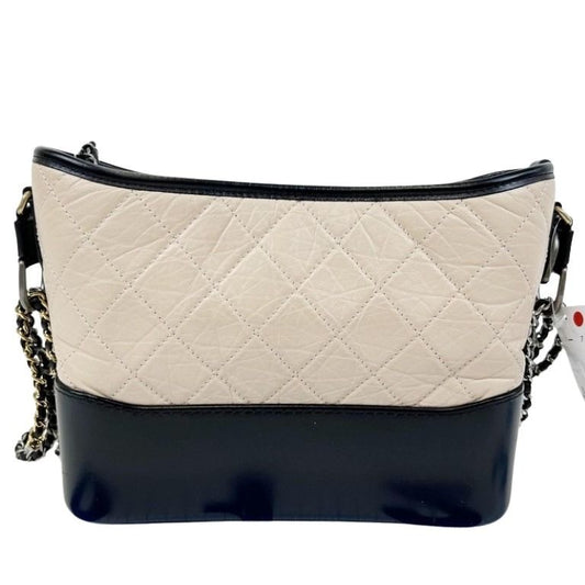 CHANEL シャネル ショルダーバッグ ガブリエル AS1521 ベージュ×ブラック系 カーフ×レザー レディース ココマーク 2WAY チェーン ゴールド シルバー金具 美品