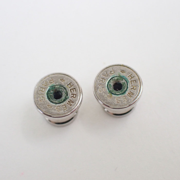 HERMES エルメス ピアス イスム ブラウン系 ホワイト系 バッファローホーン ラッカーウッド メタル レディース 美品