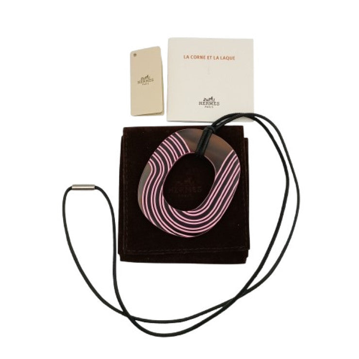 HERMES エルメス ペンダント ネックレス イスム POP PM ブラウン系 ピンク系 ラッカーウッド レディース 超美品