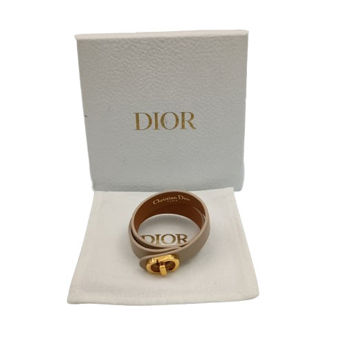 Christian Dior クリスチャンディオール ブレスレット 30 Montaigne モンテーニュ ベージュ系 レザー レディース ゴールド金具 二重巻き 超美品