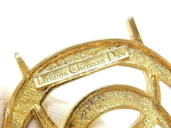 ChristianDior ディオール ブローチ ゴールド系 メタル レディース ロゴ 美品