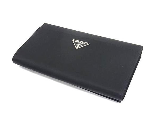 PRADA プラダ 長財布 トライアングルロゴ M608 ブラック系 テスートナイロン ユニセックス 二つ折り 三角ロゴマーク 超美品