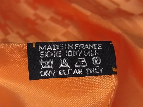 HERMES エルメス スカーフ グランH オレンジ系 シルク100% ユニセックス ポケットチーフ 超美品