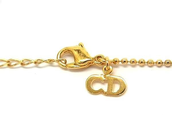 Christian Dior ディオール ネックレス スター ペンダント ゴールド レッド系 メタル レディース ロゴ 超美品
