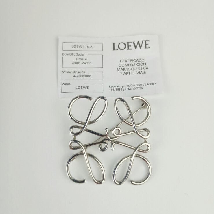 LOEWE ロエベ ブローチ アナグラム 111.08761U シルバー系 メタル レディース 超美品