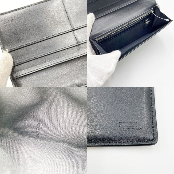 FENDI フェンディ 長財布 コンチネンタル ウォレット 7M0264 A9XS ブラック×グレー×イエロー PVC レザー メンズ ズッカ 二つ折り財布 美品