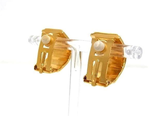 HERMES エルメス イヤリング エマイユ ゴールド系×レッド系 七宝焼 メタル レディース 美品