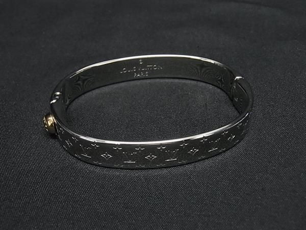 LOUIS VUITTON ルイヴィトン ブレスレット カフ ナノグラム M00249 シルバー × ゴールド系 メタル レディース バングル 超美品