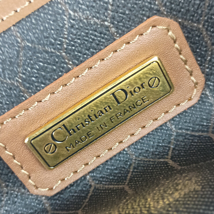 Christian Dior クリスチャン ディオール ボストンバッグ ハニカム ブラウン系 PVC レザー ユニセックス 旅行鞄 ゴールド金具 ヴィンテージ 大容量 美品