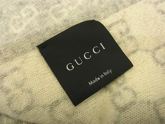GUCCI グッチ マフラー GG柄 アイボリー ライトグレー ユニセックス 美品