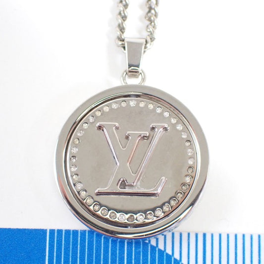 LOUIS VUITTON ルイヴィトン ネックレス ペンダント LVキャッチ M80184 シルバー ゴールド系 メタル ユニセックス ラインストーン 美品