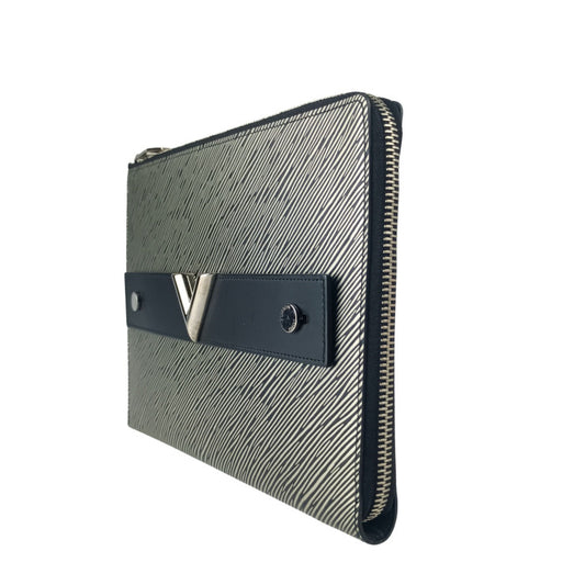LOUIS VUITTON ルイヴィトン クラッチバッグ ポシェット・プラット M62092 エピ プラティーヌ系 エピ ユニセックス シルバー金具 美品