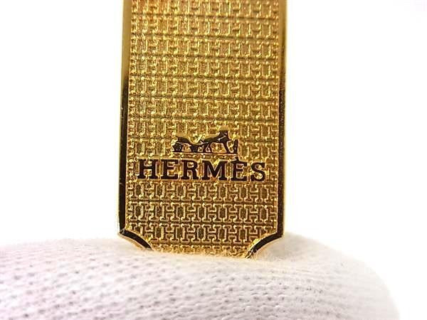 HERMES エルメス ネックレス ゴールド メタル ユニセックス プレート 美品