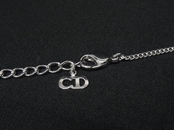 Christian Dior ディオール ネックレス ロゴ シルバー系 メタル ラインストーン レディース 美品