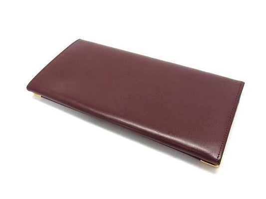 CARTIER カルティエ 長財布 マストライン ボルドー系 レザー ユニセックス ゴールド金具 二つ折り財布 美品