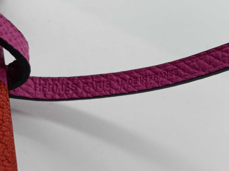 HERMES エルメス バッグチャーム レトル オ カレ マルチカラー系 レザー レディース キーホルダー 超美品