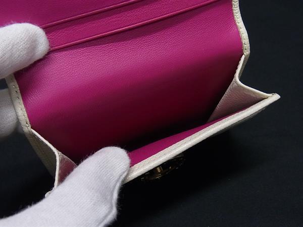 BVLGARI ブルガリ カードケース ブルガリブルガリ アイボリー レザー レディース ロゴクリップ ゴールド金具 美品