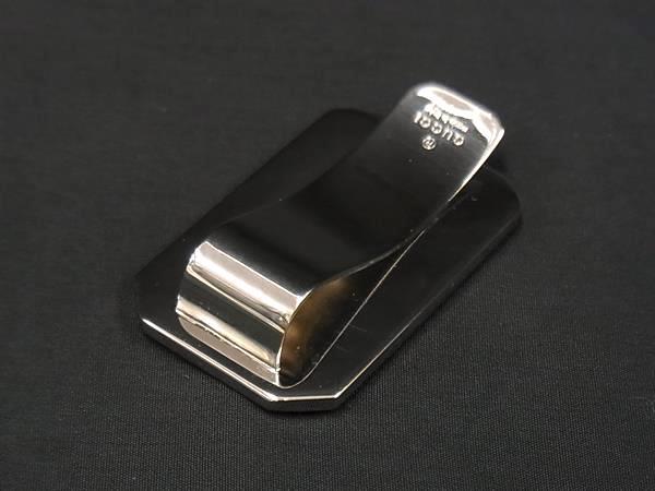 GUCCI グッチ マネークリップ グッチシマ シルバー ブラウン レザー メタル ユニセックス 美品