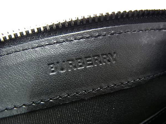 BURBERRY バーバリー クラッチバッグ 8009214 ブラック レザー メンズ ロゴ シルバー金具 美品