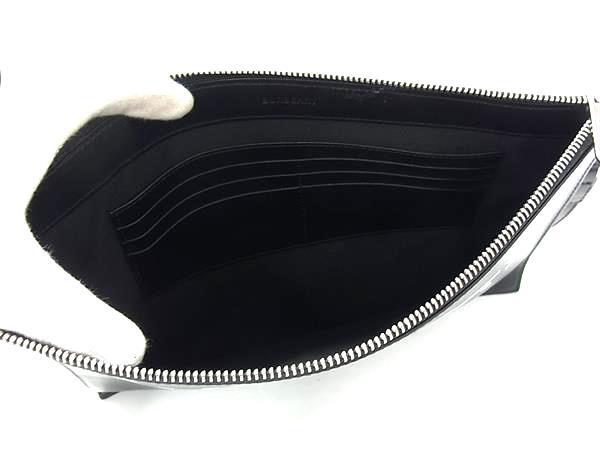 BURBERRY バーバリー クラッチバッグ 8009214 ブラック レザー メンズ ロゴ シルバー金具 美品