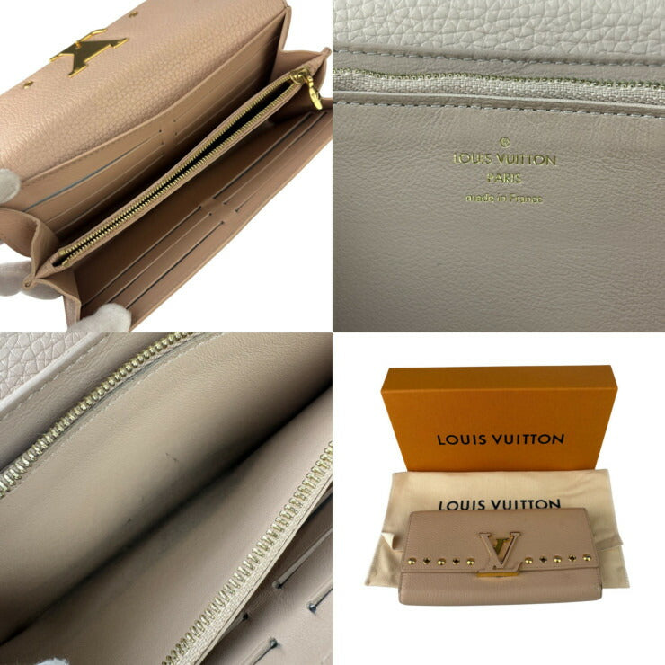 LOUIS VUITTON ルイヴィトン 長財布 ポルトフォイユ・カプシーヌ M62763 ティボリー(ピンク系) トリヨンレザー レディース 二つ折り スタッズ ゴールド金具 美品
