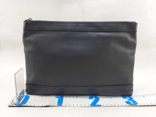 BALENCIAGA バレンシアガ クラッチバッグ ネイビークリップ 373834 ブラック系 レザー メンズ シルバー金具 美品