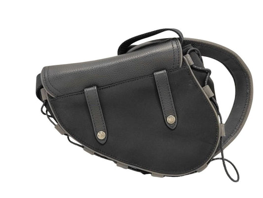 Dior ディオール ショルダーバッグ sacai サドル ミニバッグ ブラック系 ナイロン レザー レディース 美品