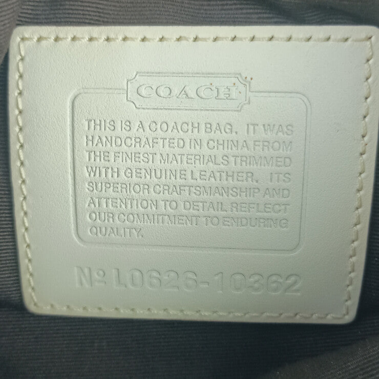 COACH コーチ ショルダーバッグ オプティックシグネチャー 10362 アイボリー系 キャンバス レザー レディース ゴールド金具 美品