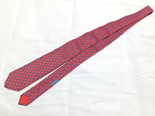 HERMES エルメス ネクタイ レッド ブルー シルク100% メンズ 新品未使用展示品